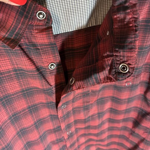 Swiss Tech Long Sleeve Snap Button Up Mens 3XL Red Black Plaid Shirt Lightweight - Picture 4 of 6